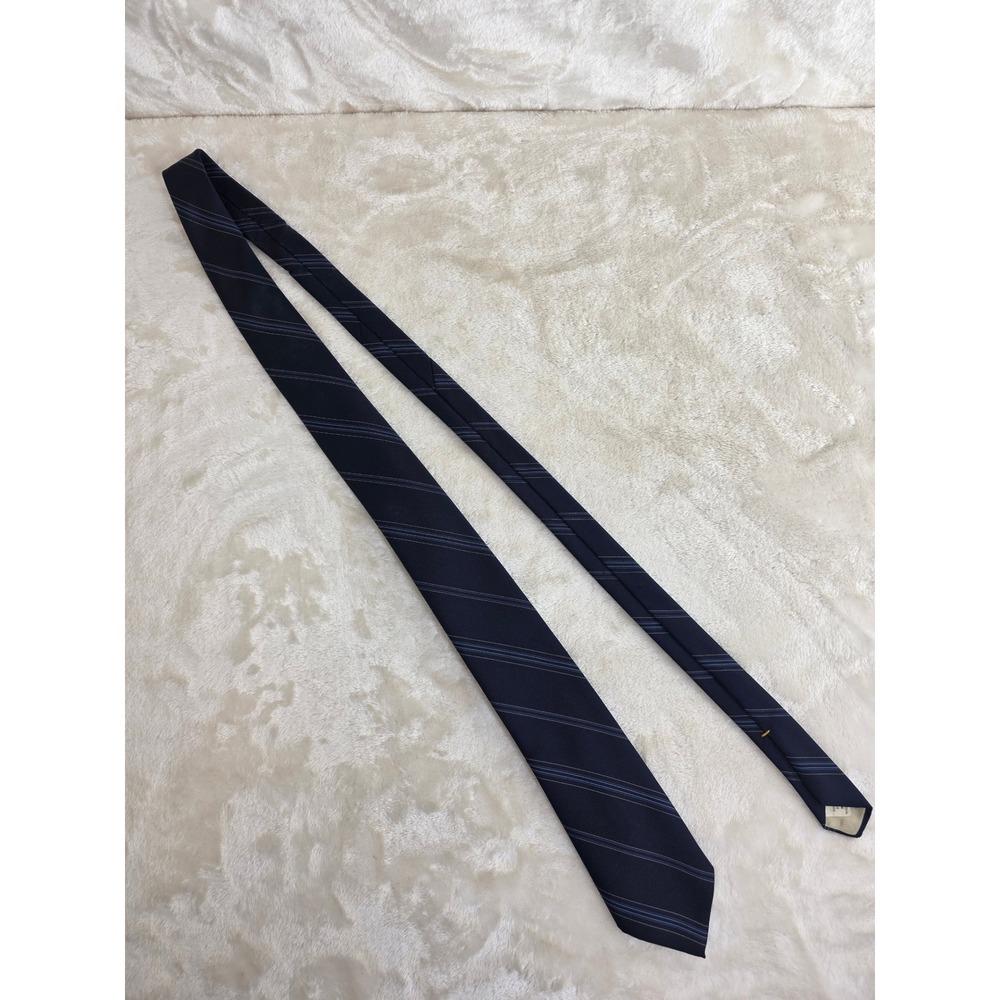 Don Loper Beverly Hills Mens Tie Navy Blue Diagonal Striped Silk Blend USA Made